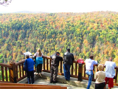 Visitors enjoy beautiful views of the PA Grand Canyon from Leonard Harrison State Park overlooks.