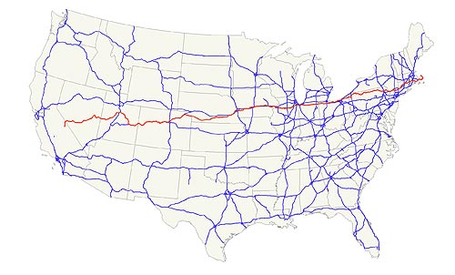 Simple map of the national US highway system