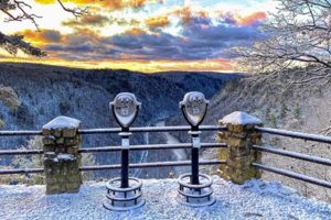 Scenic overlook with coin operated binoculars
