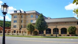 Penn Wells large brick hotel building
