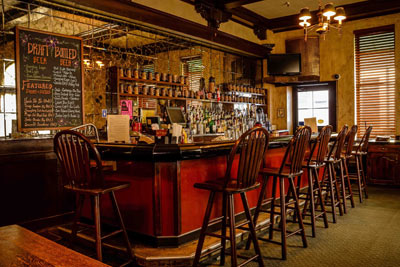Traditional bar with barstools